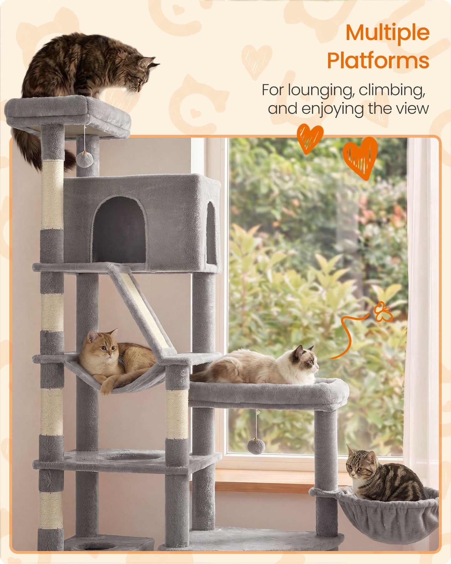 74.1-Inch Cat Tree Tower for Indoor Extra Large Cats - image 2