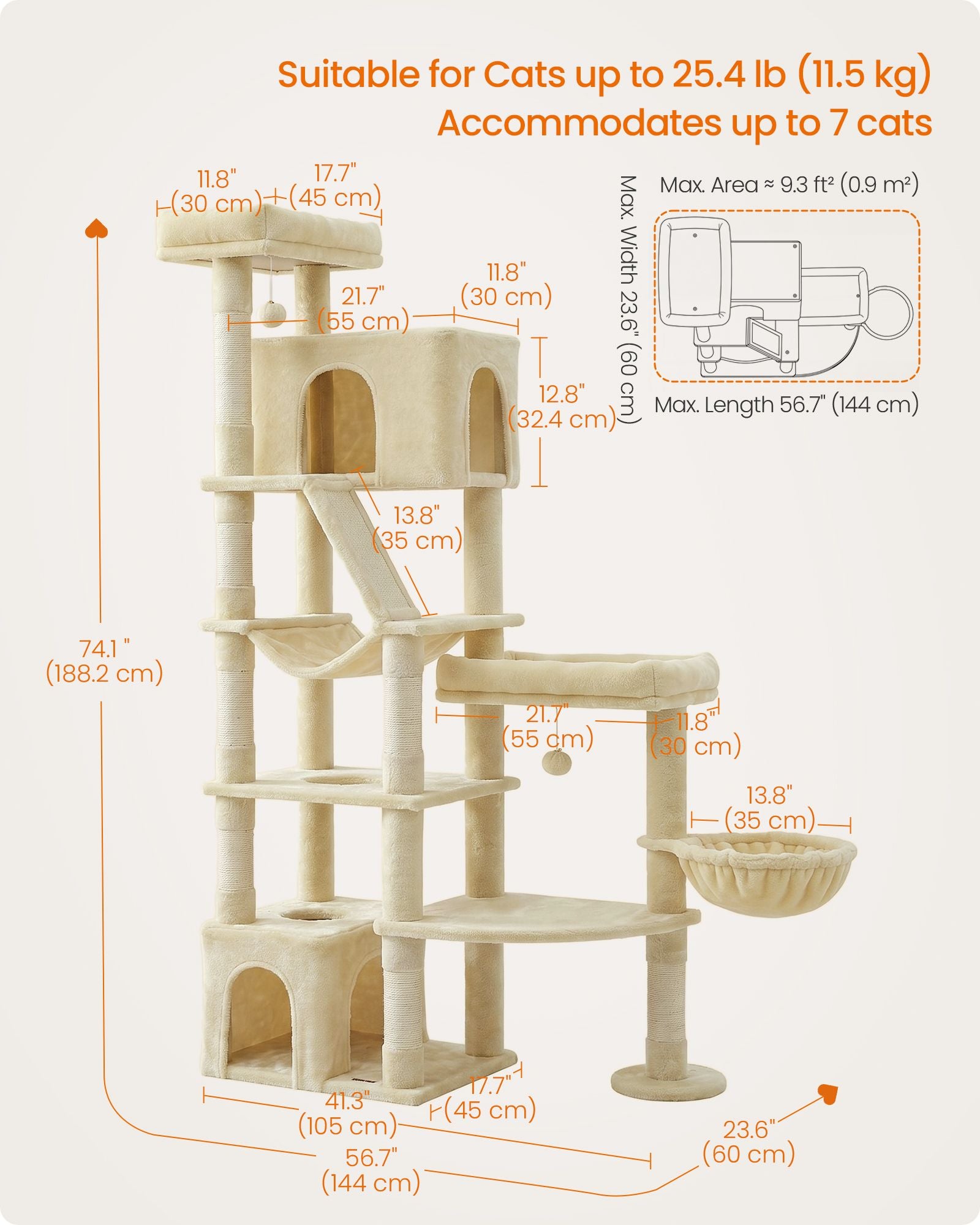 74.1-Inch Cat Tree Tower for Indoor Extra Large Cats - image 5