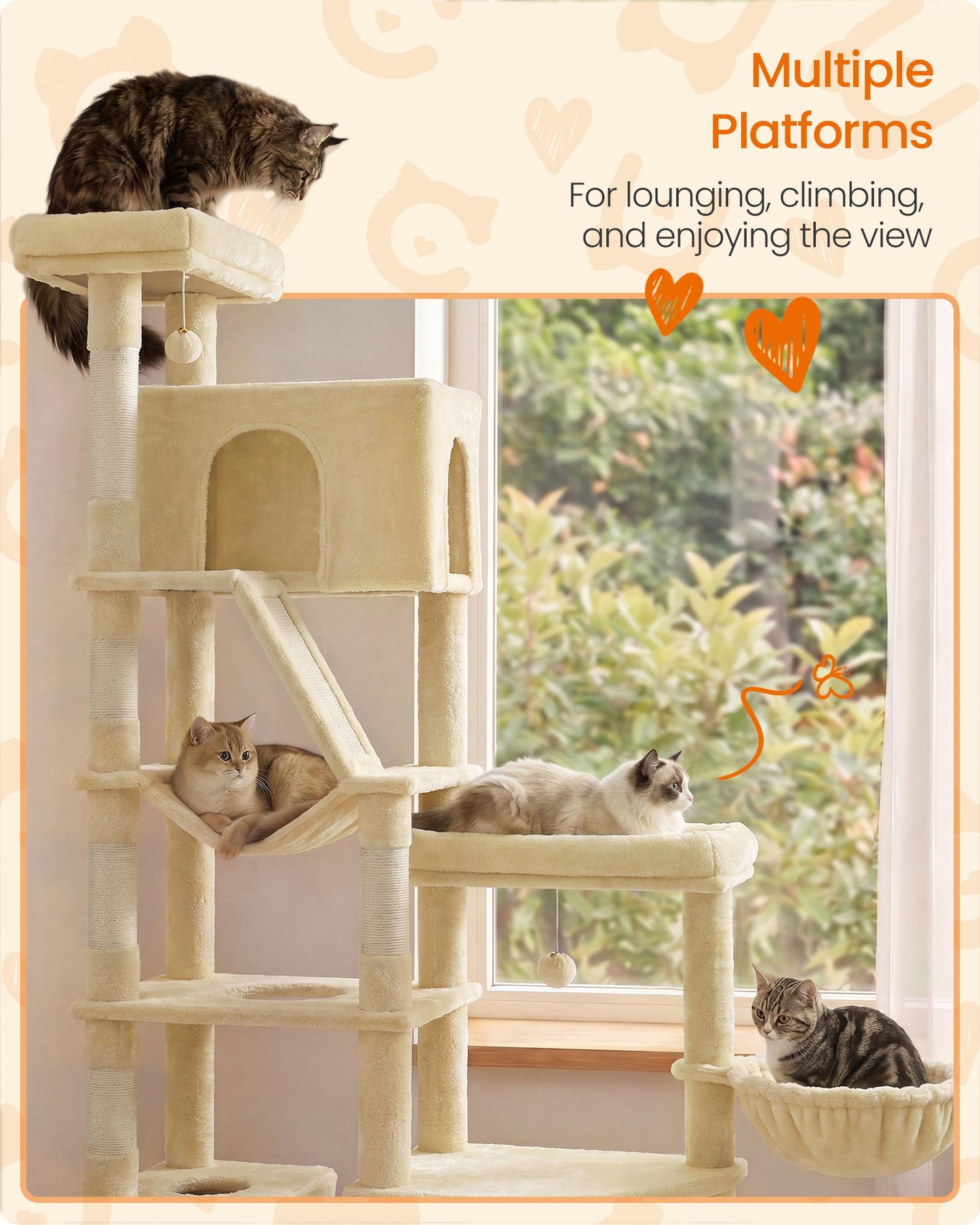 74.1-Inch Cat Tree Tower for Indoor Extra Large Cats - image 6