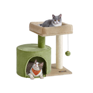 Cat Tree Tower with Sisal Scratching Post Grass Green and Camel Brown - image 7
