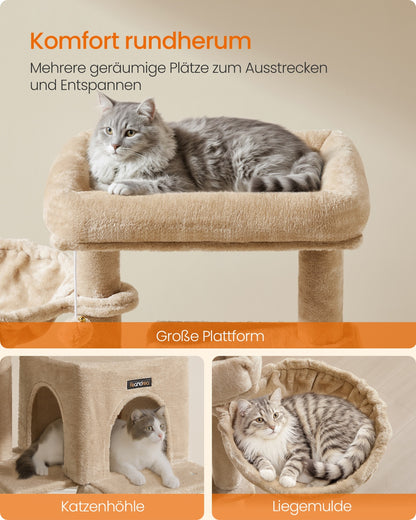 Cat Tree with Widened Perch for Large Cats Camel Brown
