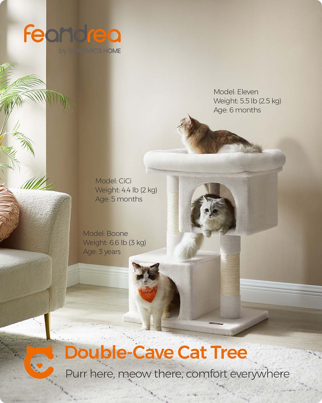 33.1-Inch Cat Tower for Large Cats up to 16 lb