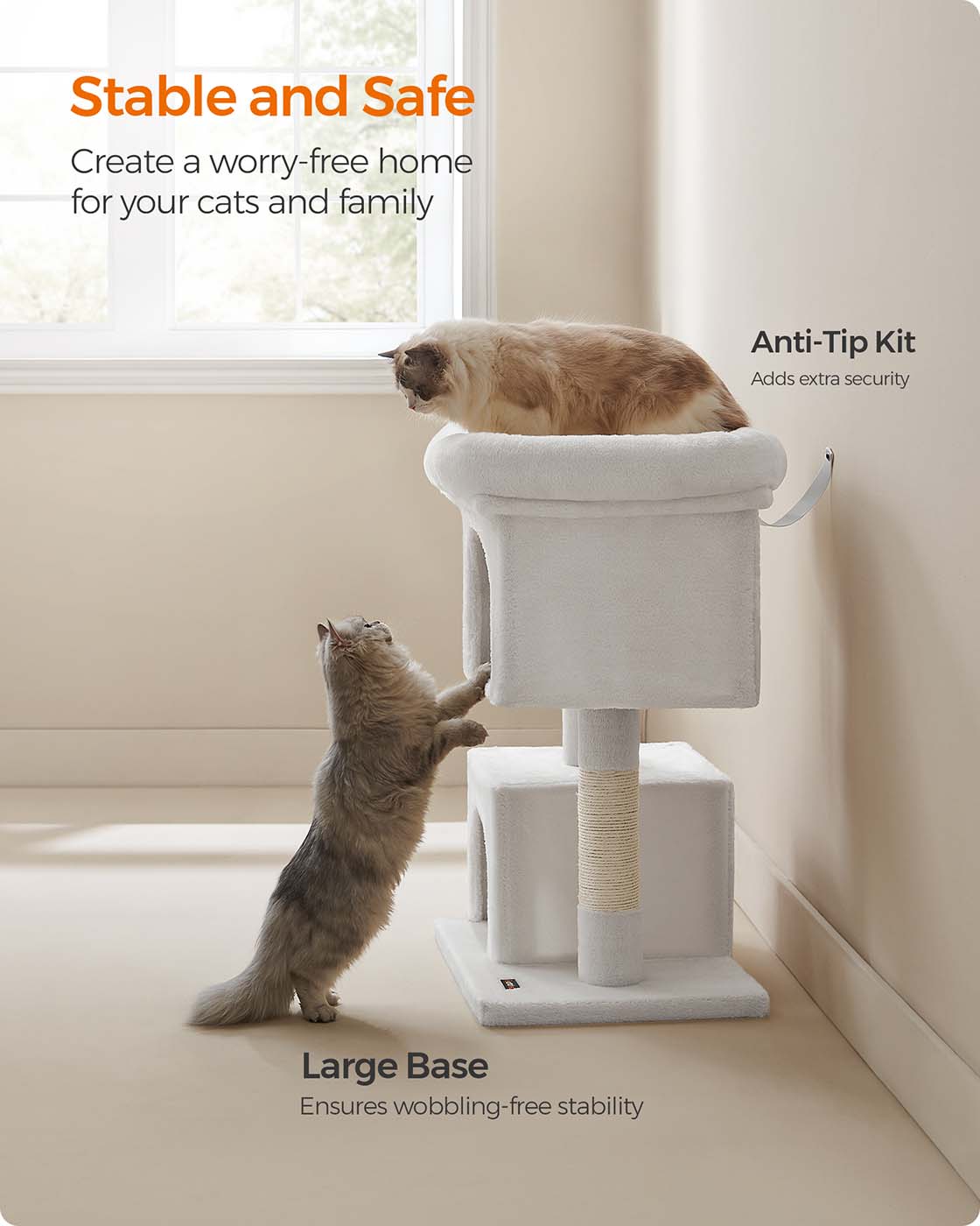 33.1-Inch Cat Tower for Large Cats up to 16 lb