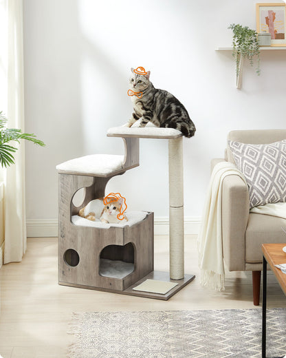 86 cm Cat Tree Medium Cat Tower with 3 Beds and Cave Gray and White - image 13