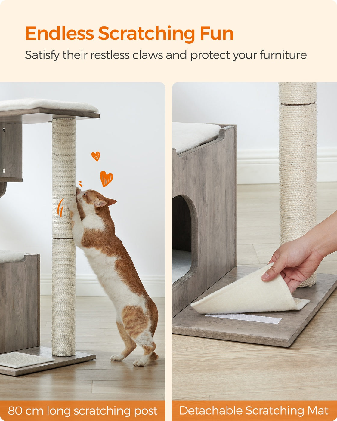 86 cm Cat Tree Medium Cat Tower with 3 Beds and Cave Gray and White - image 17