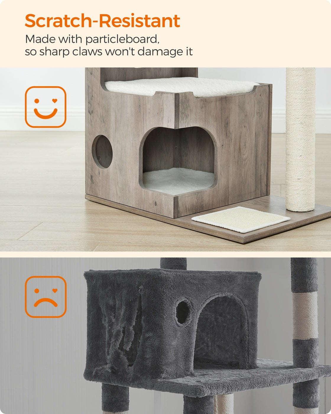 86 cm Cat Tree Medium Cat Tower with 3 Beds and Cave Gray and White - image 18