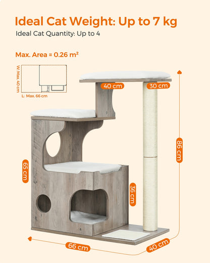 86 cm Cat Tree Medium Cat Tower with 3 Beds and Cave Gray and White - image 19