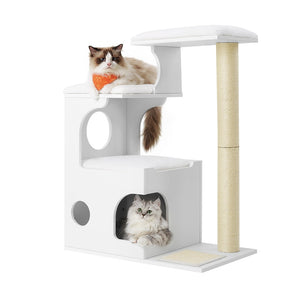 Modern Cat Tower with Cushions, Cloud White - image 10