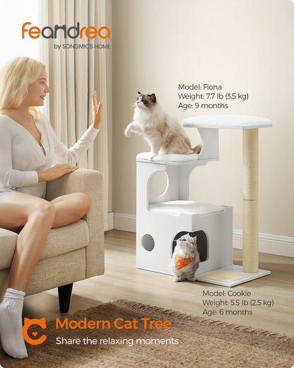 Modern Cat Tower with Cushions, Cloud White - image 2