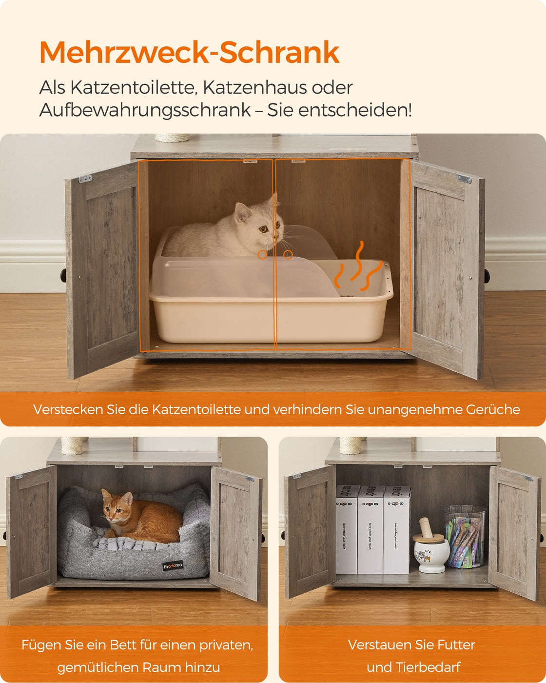 2-in-1 Modern Cat Tower Cat Condo with Scratching Posts Greige