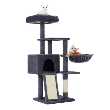 Dark Grey Cat Tree with Scratching Ramp — 135 cm - image 1