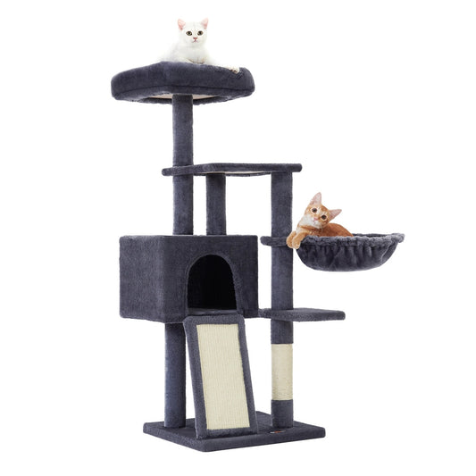 Dark Grey Cat Tree with Scratching Ramp — 135 cm - image 1