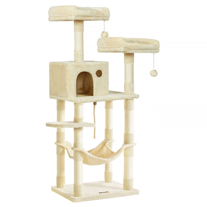 Cat Tree, 56.3-Inch Cat Tower, Multi-Level Plush Condo with 11 Scratching Posts - image 9