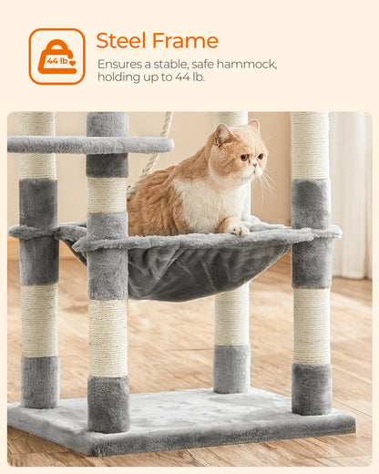 56.3-Inch Cat Tree with Scratching Posts, Hammock, Plush Perch - image 6