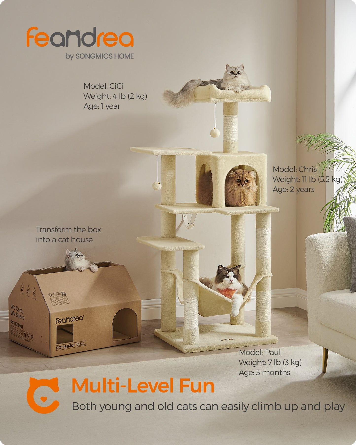 56.3-Inch Cat Tree for Indoor Cats - image 32