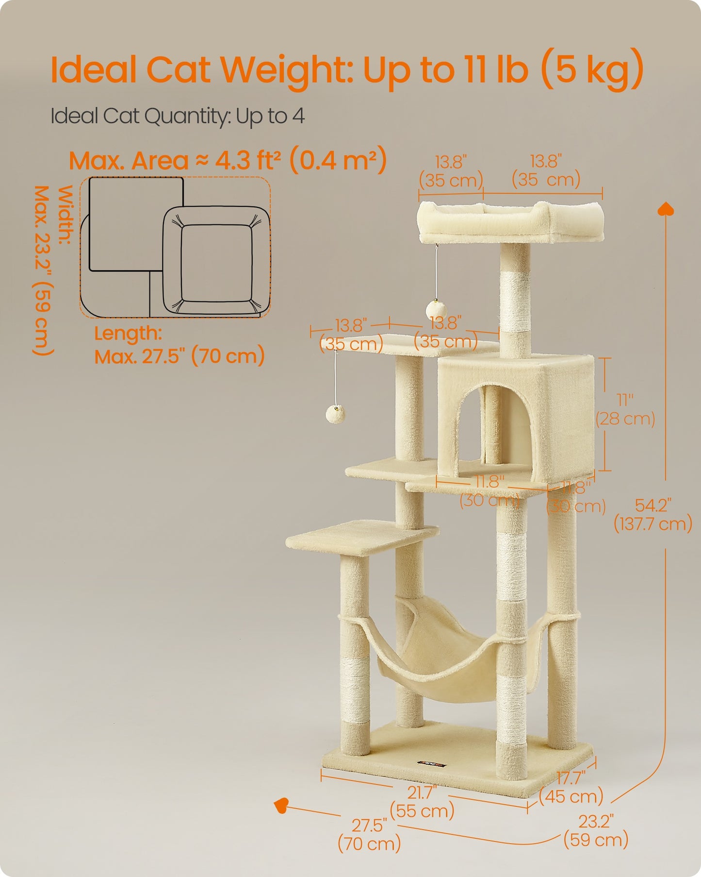 56.3-Inch Cat Tree for Indoor Cats - image 37