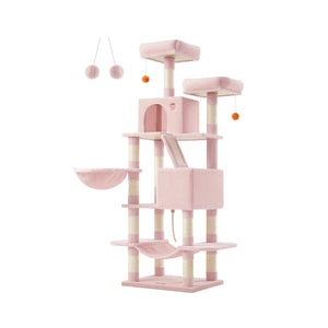 66.1" Tall Large Multi-Level Cat Tree with 13 Scratching Posts Jelly Pink