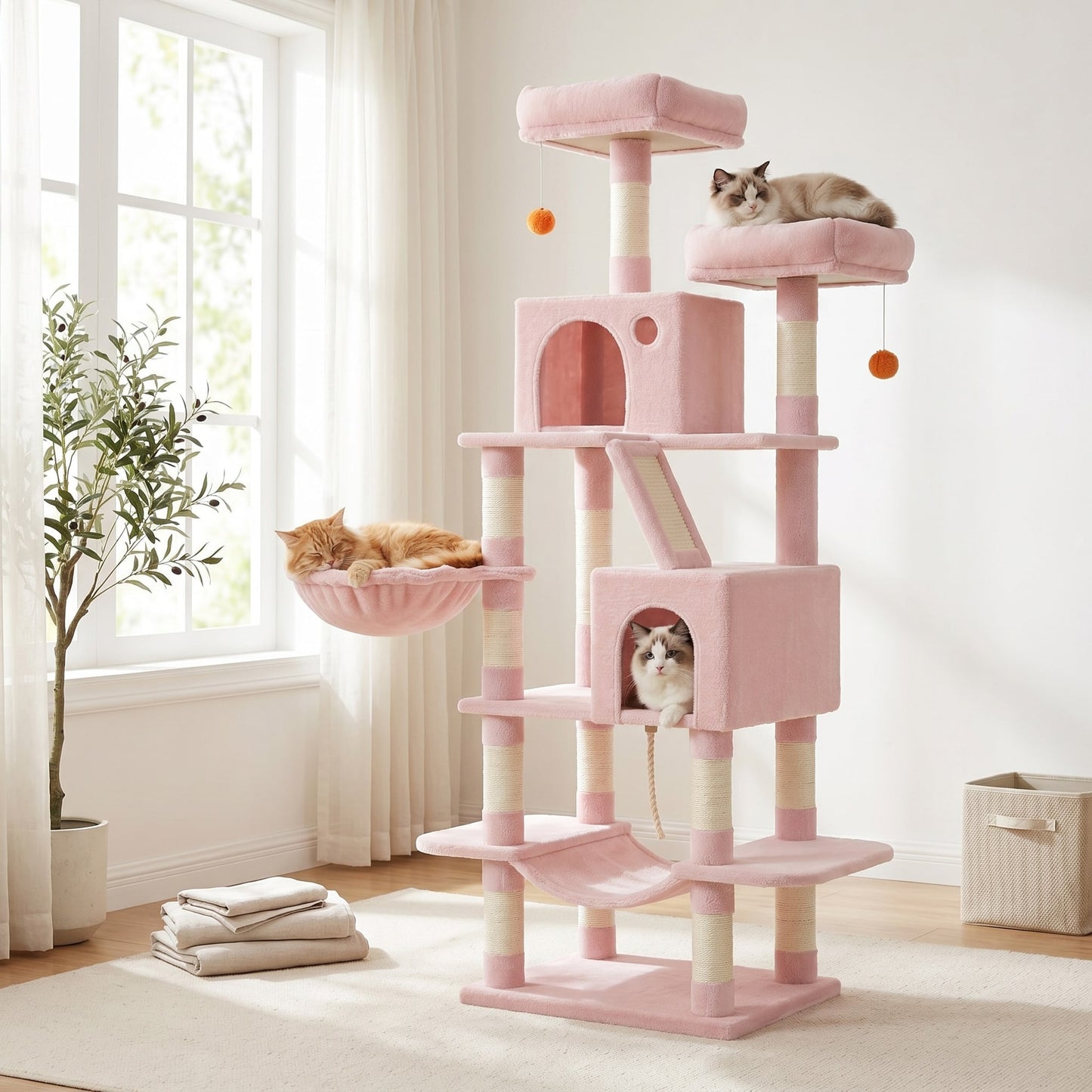 XL Cat Tree Tower for Multi-Cat Households, Dark Grey - image 77
