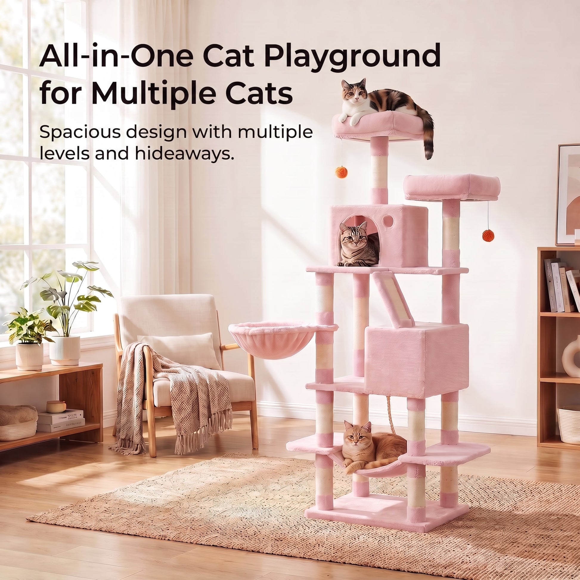 XL Cat Tree Tower for Multi-Cat Households, Dark Grey - image 80