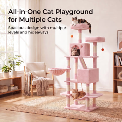 XL Cat Tree Tower for Multi-Cat Households, Dark Grey - image 80