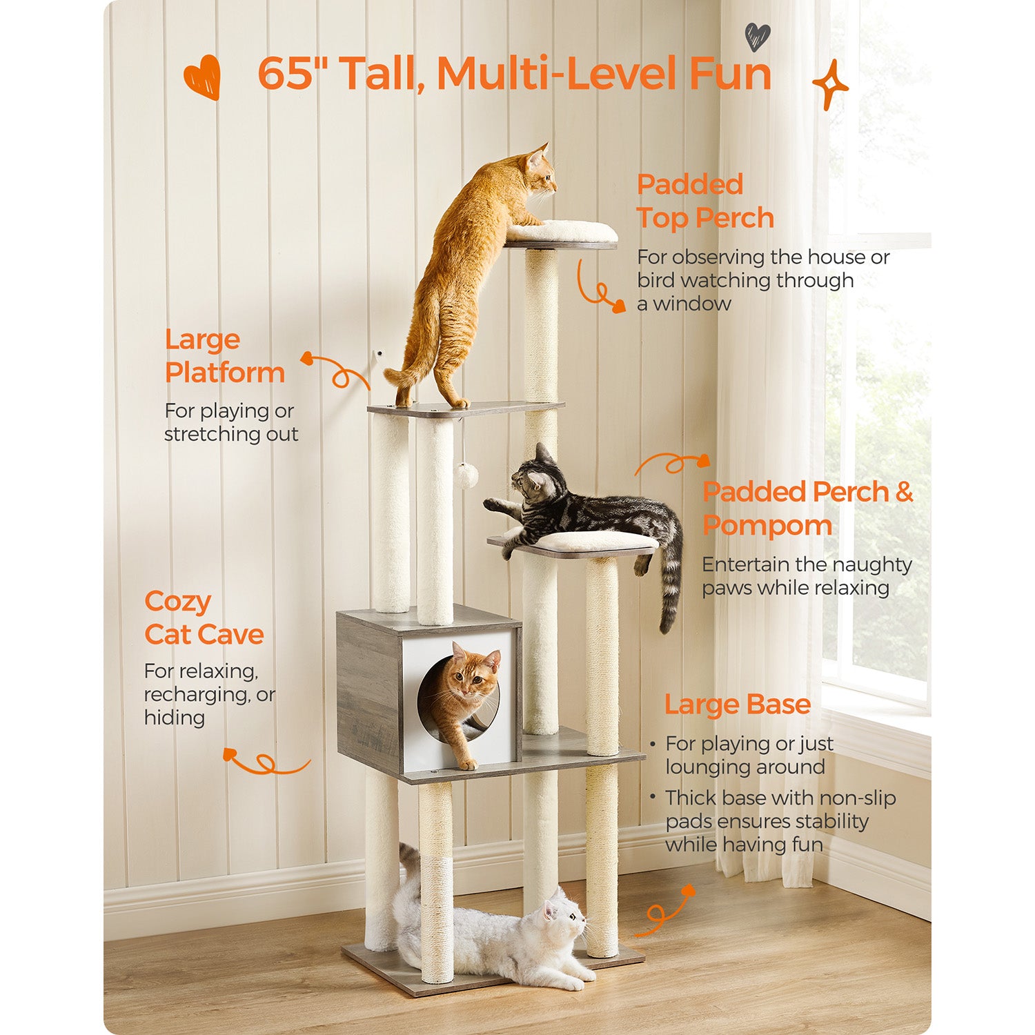 65-Inch Modern Cat Tower - view 3