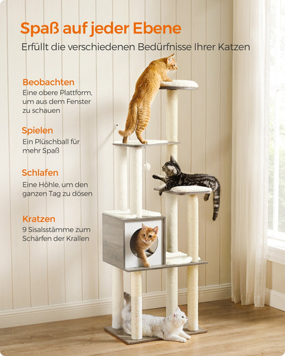 Cat Tower with Scratching Posts Padded Perches Wooden