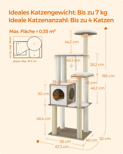 Cat Tower with Scratching Posts Padded Perches Wooden