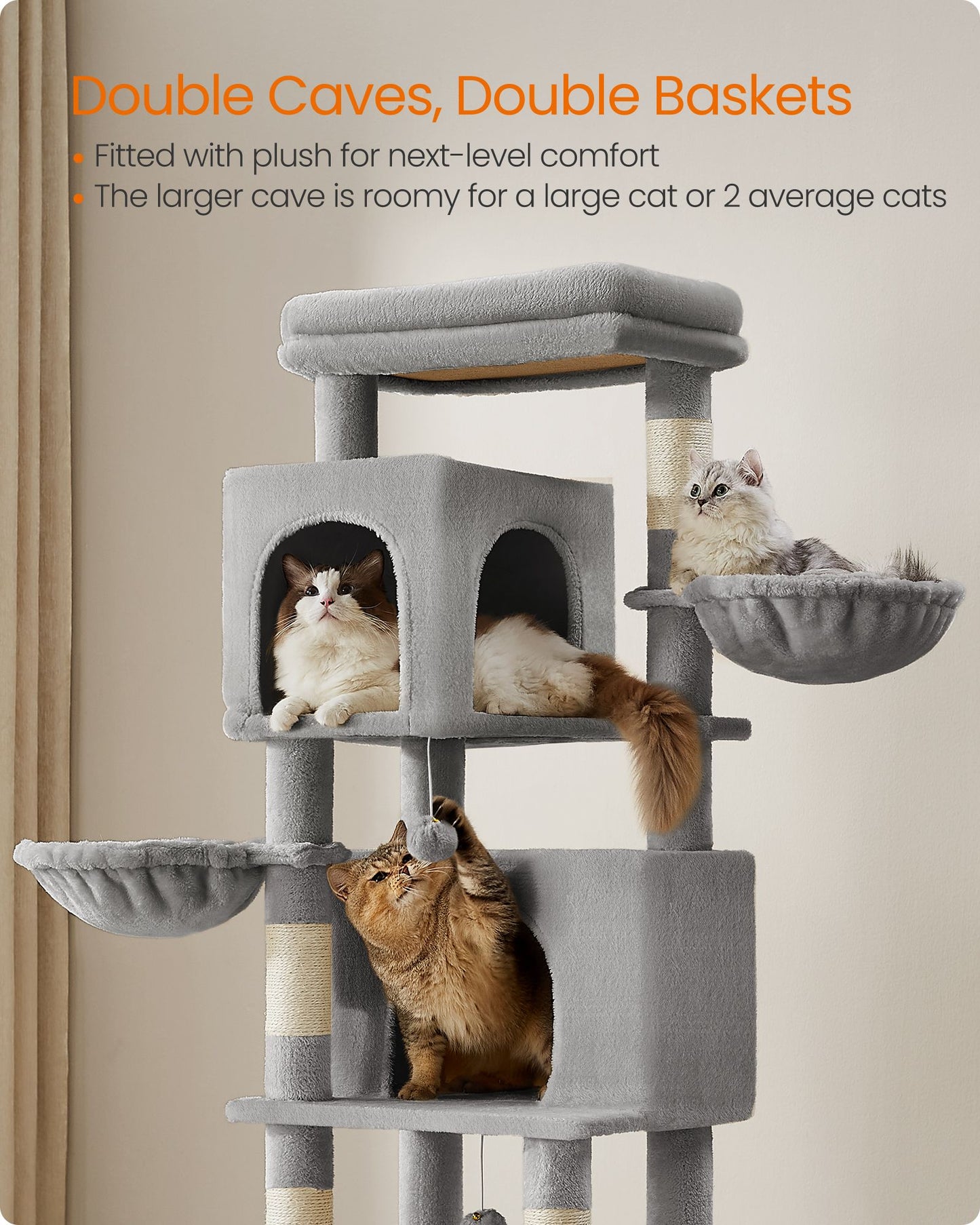 69-Inch Tall Cat Tree for Indoor Cats
