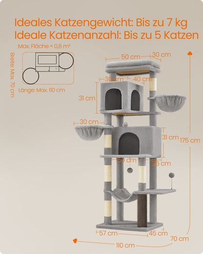 Large Cat Tree, Multi-Level, Dove Grey