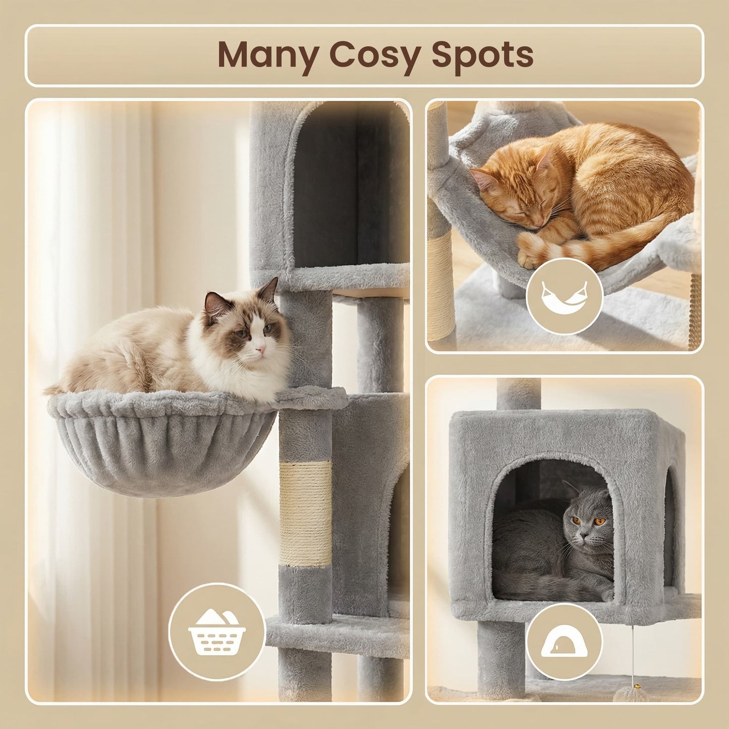 Large multi level cat tree tower with self groomer and posts - image 4