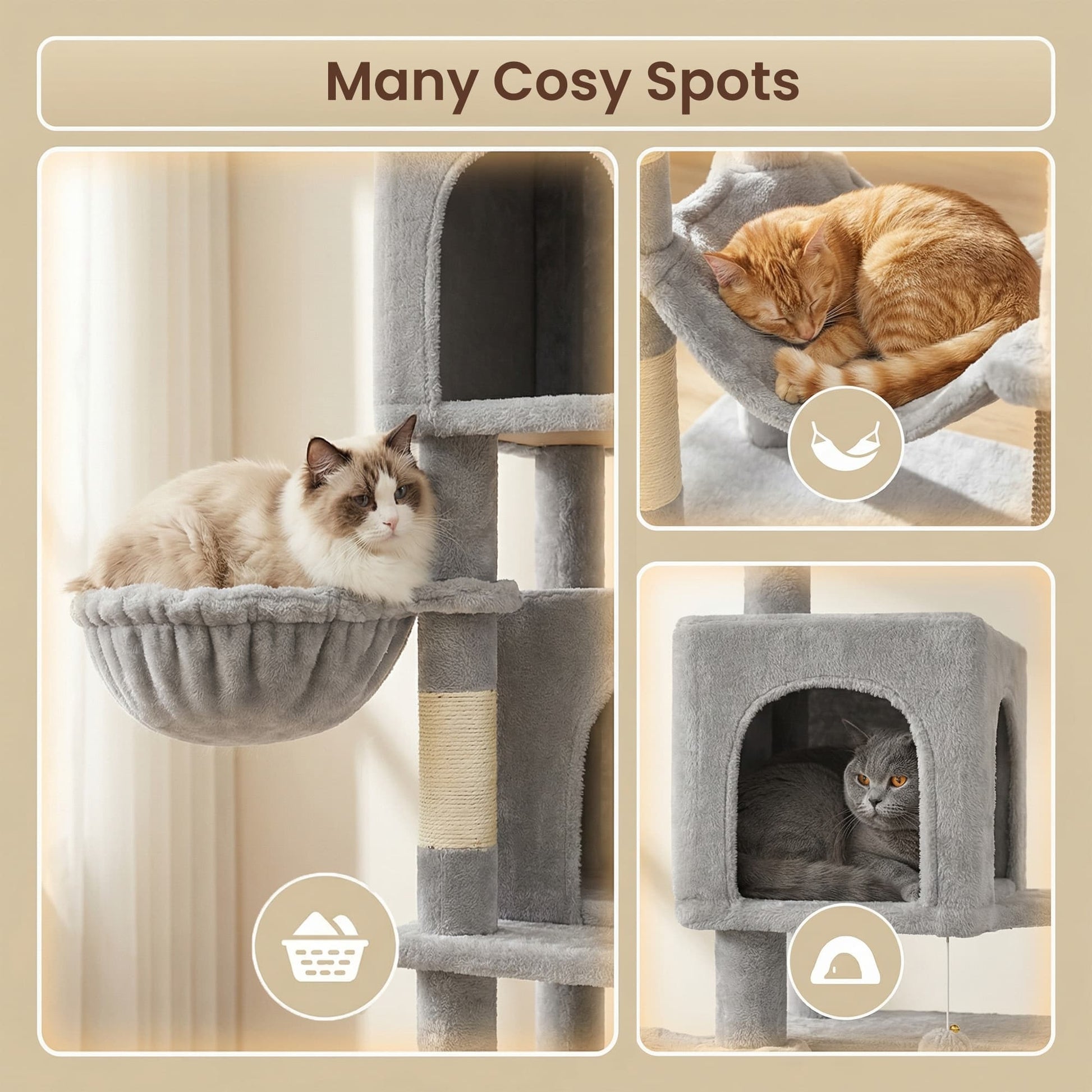 Large multi level cat tree tower with self groomer and posts - image 4