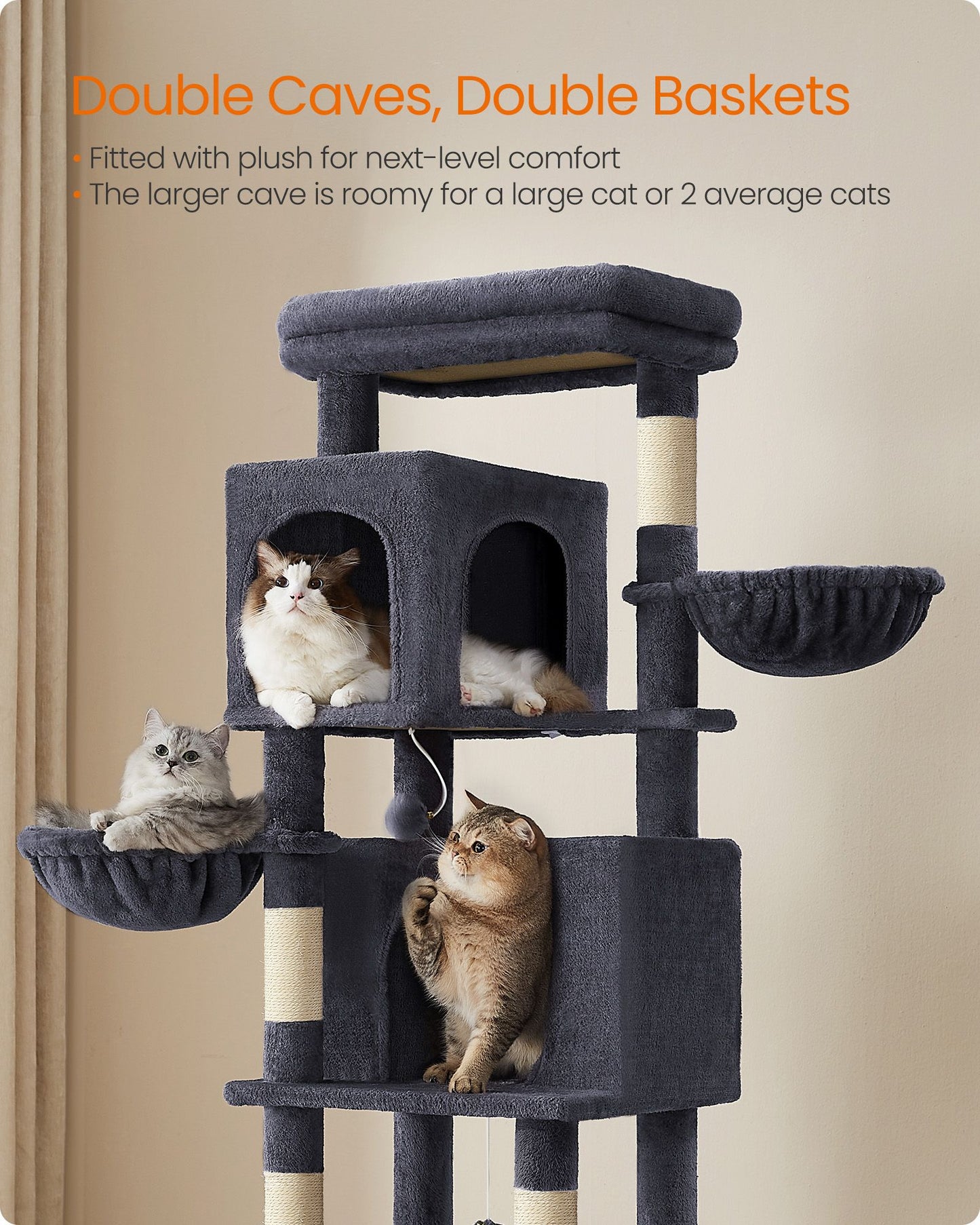 69-Inch Tall Cat Tree for Indoor Cats