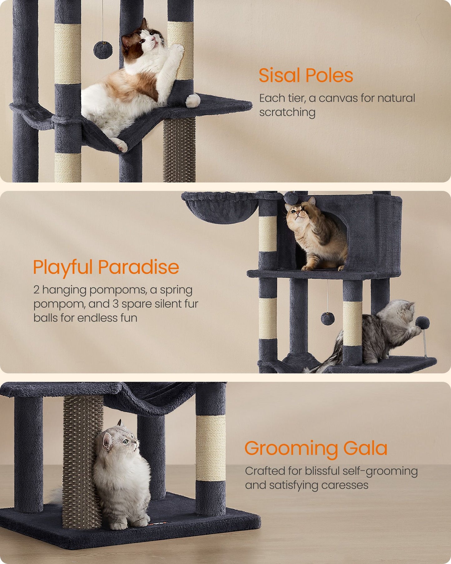 69-Inch Tall Cat Tree for Indoor Cats