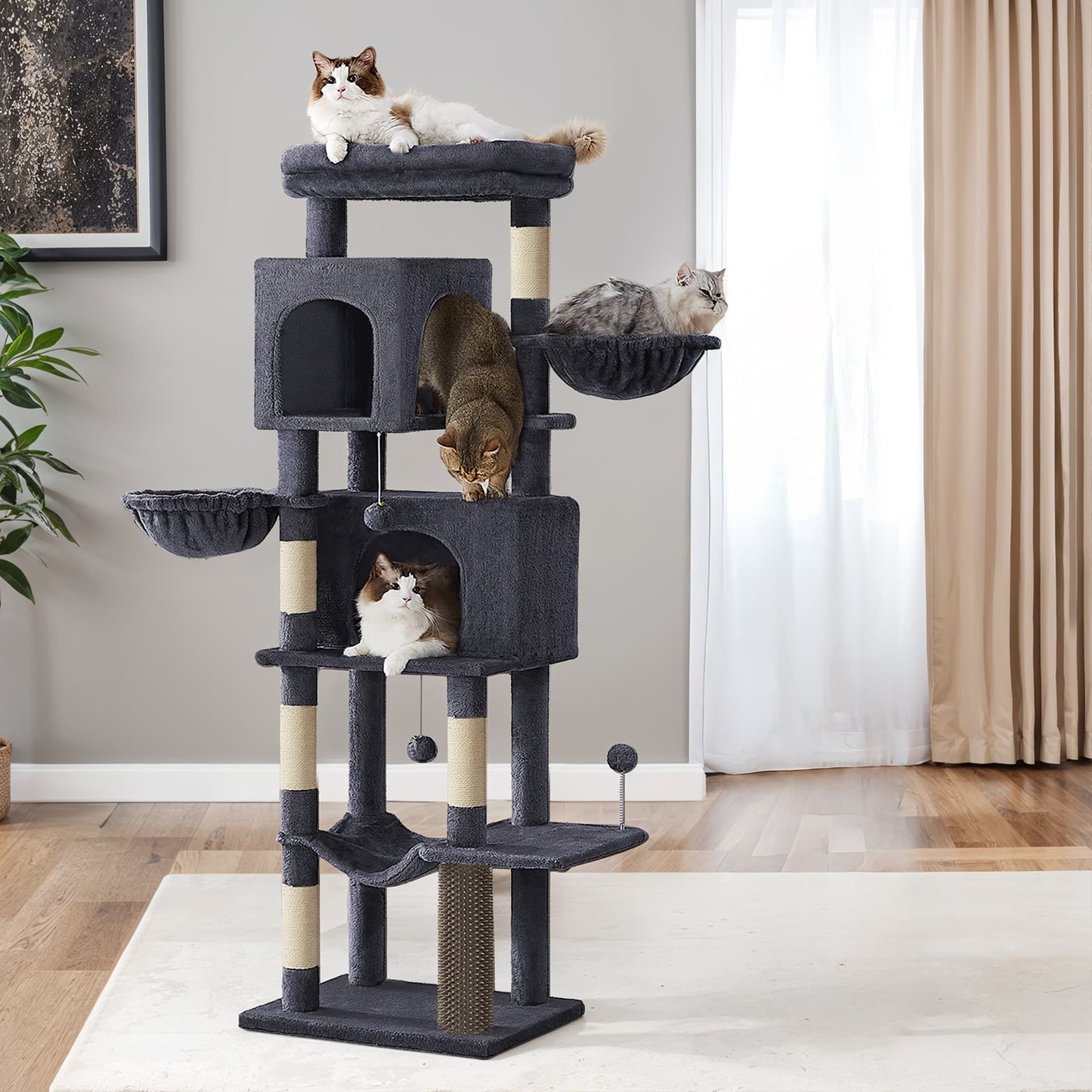 Large multi level cat tree tower with self groomer and posts - image 1