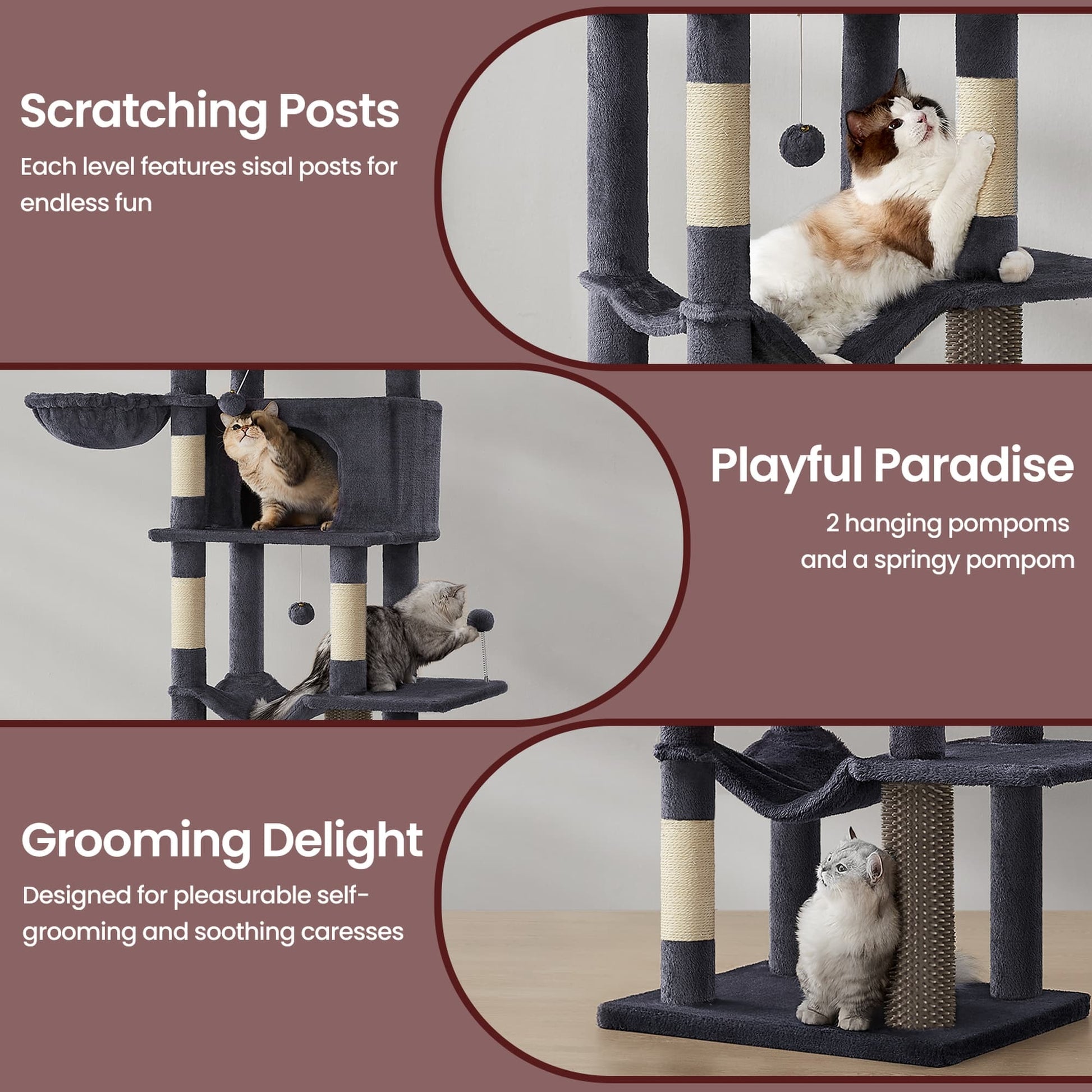 Large multi level cat tree tower with self groomer and posts - image 3