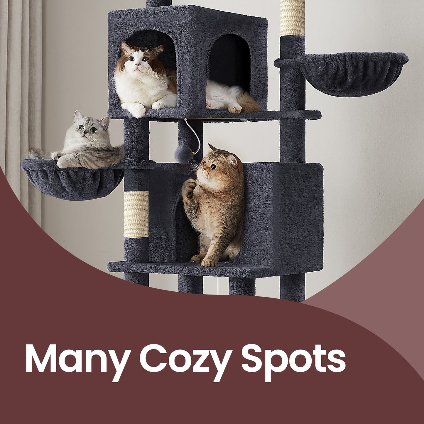 Large multi level cat tree tower with self groomer and posts - image 5