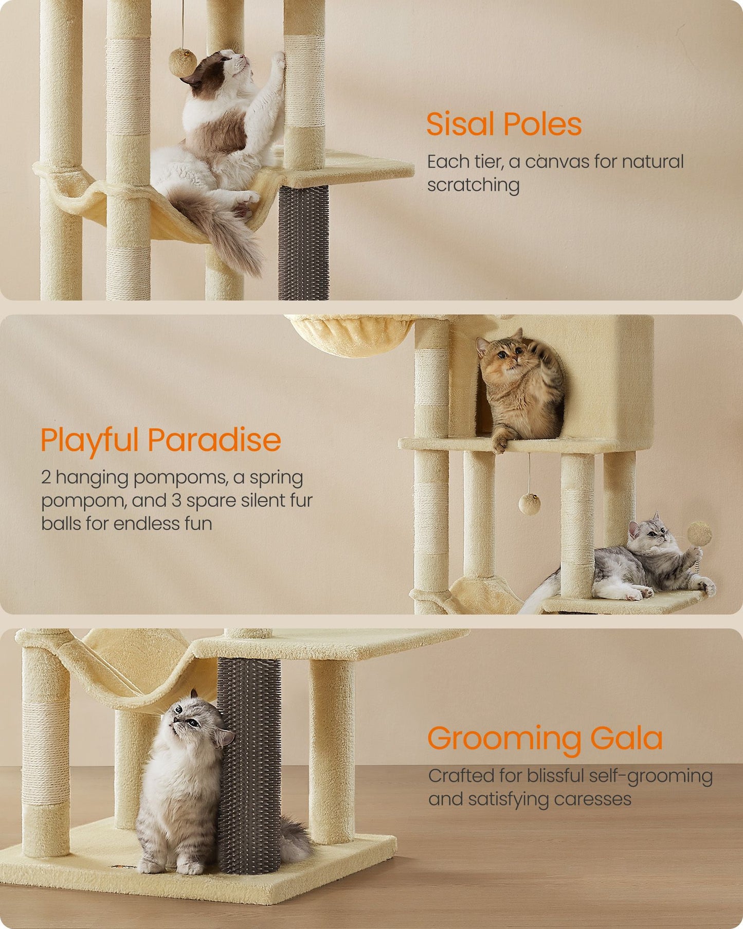 69-Inch Tall Cat Tree for Indoor Cats