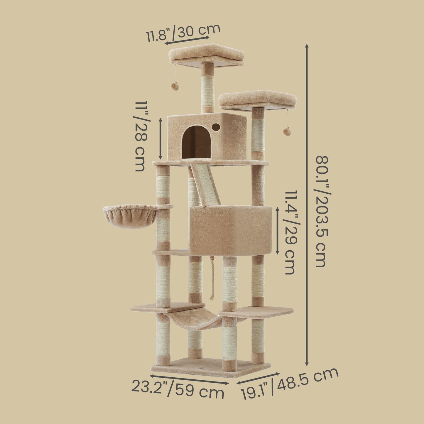 Large cat tree with scratching posts hammock and perches for indoor cats - image 13