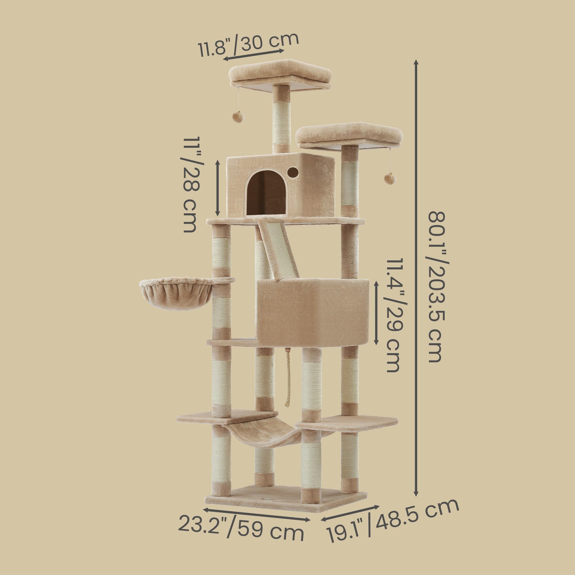 Large cat tree with scratching posts hammock and perches for indoor cats - image 13