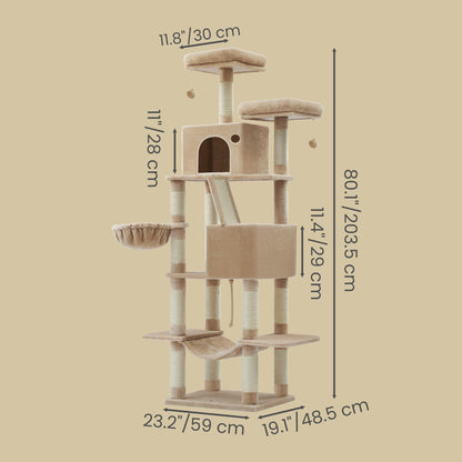 Large cat tree with scratching posts hammock and perches for indoor cats - image 13