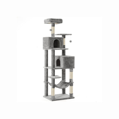 Cat Tree Stable Cat Tower 2 Plush Perches 191cm Light Grey - image 1