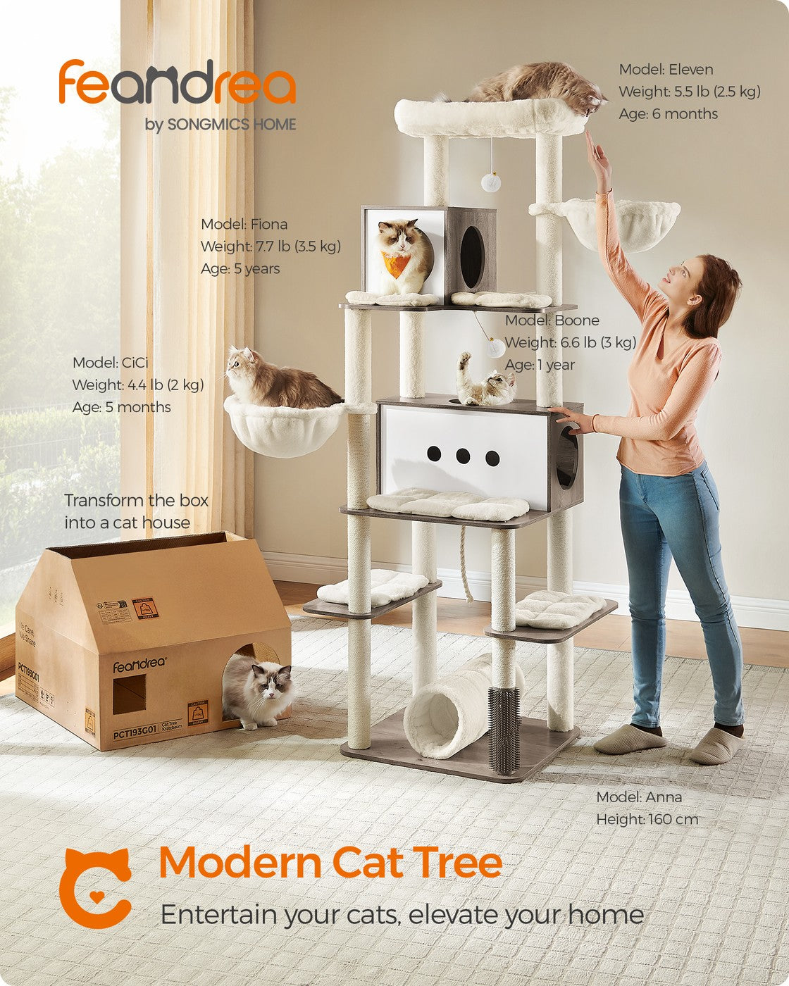 77.5-Inch Tall Modern Cat Tower for Large Indoor Cats - image 10