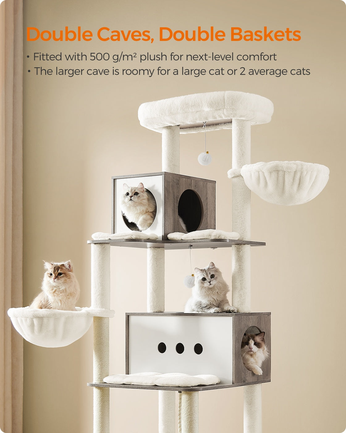 77.5-Inch Tall Modern Cat Tower for Large Indoor Cats - image 11