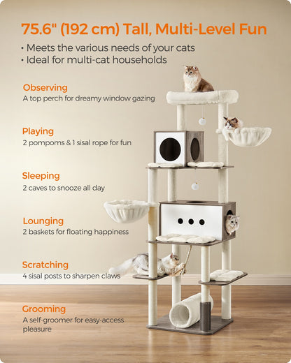 77.5-Inch Tall Modern Cat Tower for Large Indoor Cats - image 13