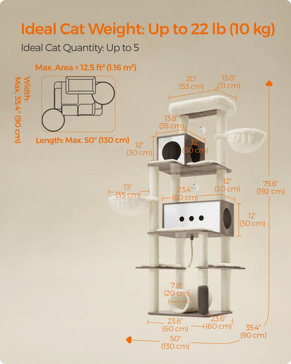 77.5-Inch Tall Modern Cat Tower for Large Indoor Cats - image 15