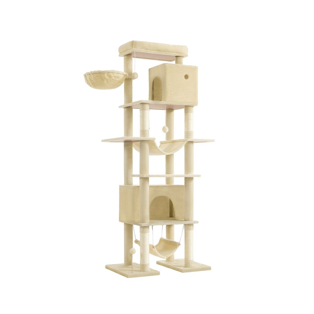 201 cm Tall Cat Tree XXL Large with Scratching Posts Light Grey