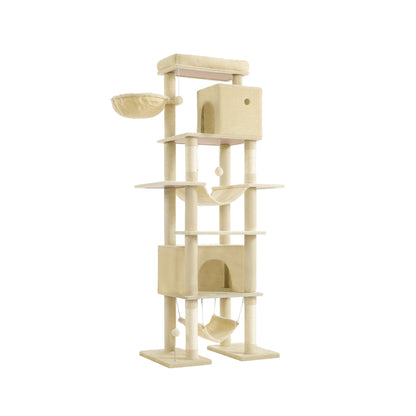201 cm Tall Cat Tree XXL Large with Scratching Posts Light Grey
