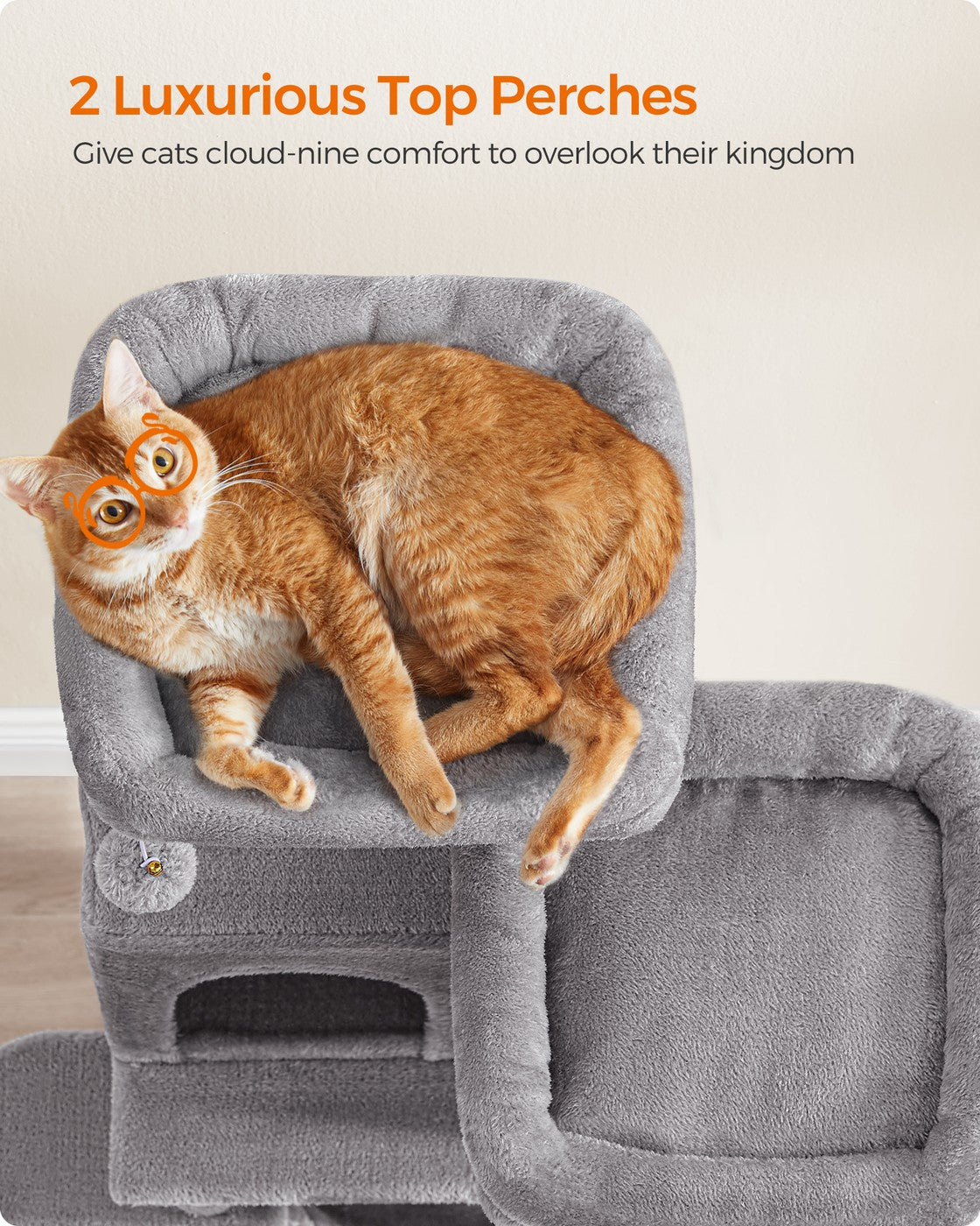 Cat Tower, Multi-Level Condo, 44.1-Inch, Light Gray - image 4