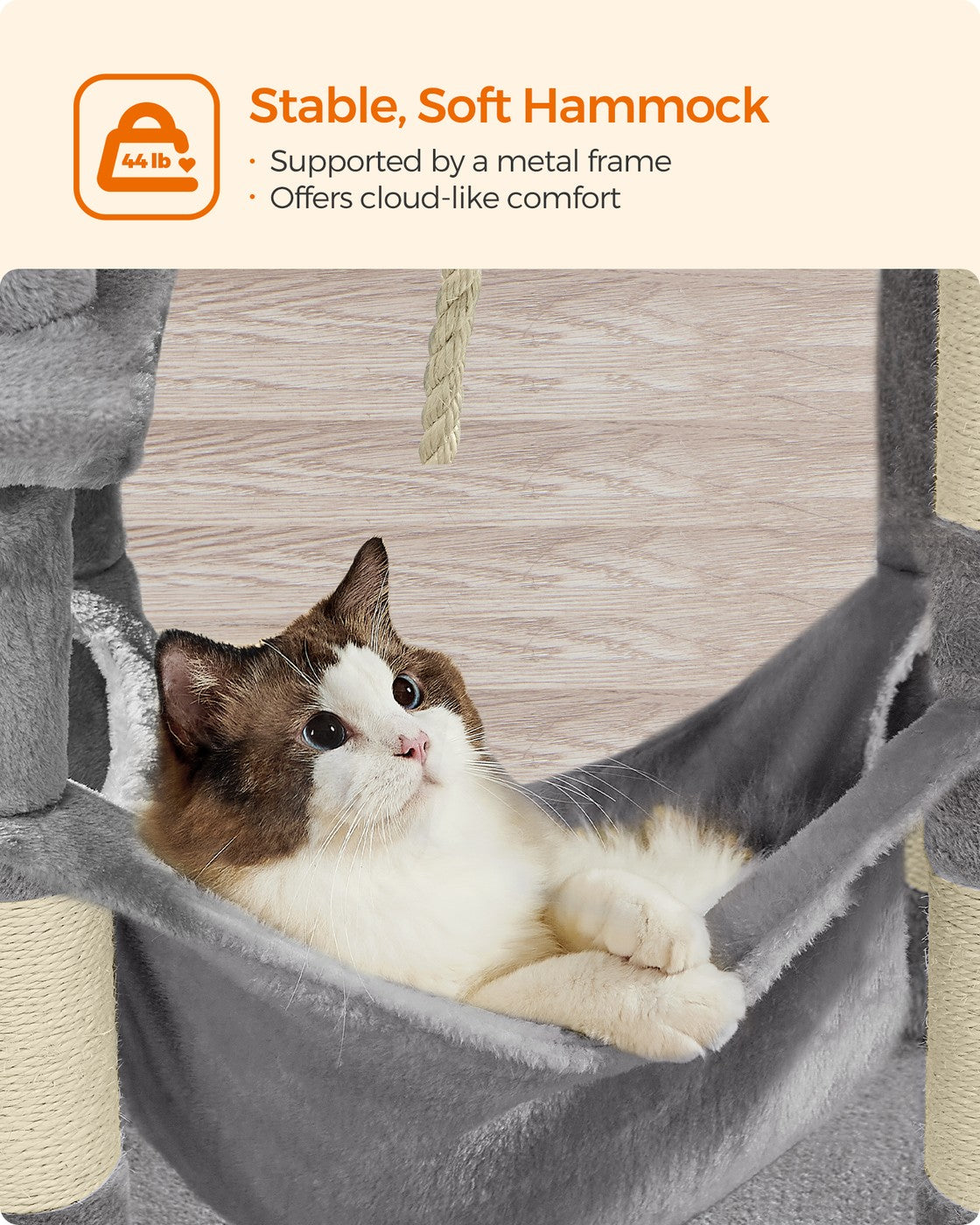 Cat Tower, Multi-Level Condo, 44.1-Inch, Light Gray - image 5