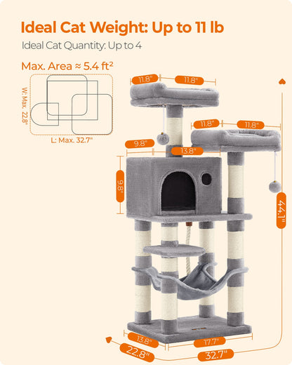 Cat Tower, Multi-Level Condo, 44.1-Inch, Light Gray - image 6